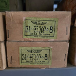 Alternative view of Old school Flathead Wood Screws from Belgium boxes / one gross (144)  sizes start at number 3 and go to 3/8