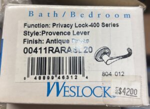 Weslock Provence Lever Privacy Lock, 400 Series,